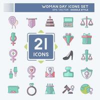 Icon Set Woman Day. related to Women Justice symbol. doodle style. simple design illustration vector