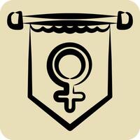 Icon Banner. related to Woman Day symbol. hand drawn style. simple design illustration vector