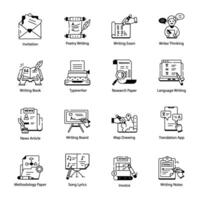 Collection of Content Writing Linear Icons vector