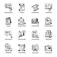 Set of 16 Writing and Editing Linear Icons vector