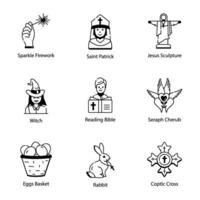 Bundle of 16 Catholic Linear Icons vector