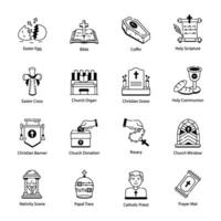 Modern Collection of Christianity Linear Icons vector