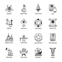 Bundle of 16 Catholic Linear Icons vector