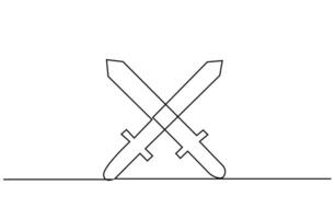 two swords war object line art design vector