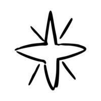 Doodle Star. twinkling stars. sparkles, shining burst. vector