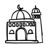 Handdrawn mosque. Muslim building for islam vector