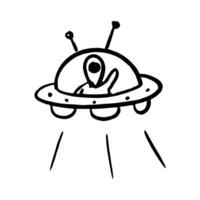 Doodle Spaceship ufo vector