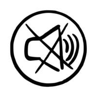 Handdrawn Mute sound icon with round button vector