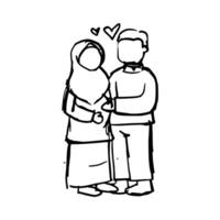 Doodle pregnant muslim couple vector