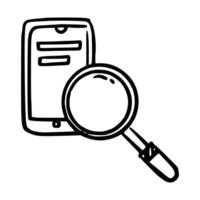 Handdrawn Searching on internet with smartphone vector