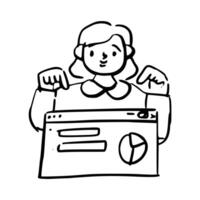 Doodle Girl who is showing diagram results vector