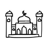 Handdrawn mosque. Muslim building for islam vector