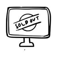 Handdrawn Laptop with sold out screen vector