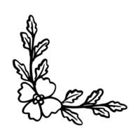 Doodle Floral decorative border, frame and corner with plant flower vector