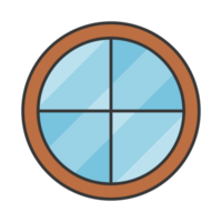 a round window with four squares in it png