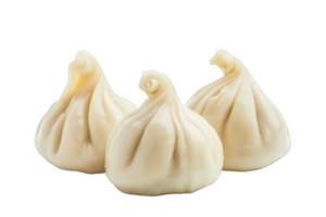 Three White Khinkali on White Surface png