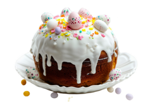 Easter Cake With White Icing and Sprinkles png