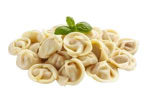 Pile of Pelmeni Shells With Basil Leaves png