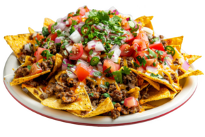 White Plate With Nachos and Salsa png