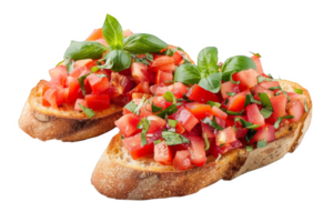 Two Slices of Bread With Tomatoes and Basil png