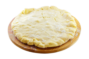 não assado torta massa em de madeira corte borda png