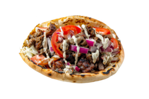 Delicious Gyro Filled With Meat, Vegetables, and Sauce png