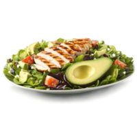 gegrillt Hähnchen und Avocado Salat mit gemischt Grüns und ein Koriander Limette Dressing Sommer- Essen png