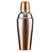 Modern stainless steel cocktail shaker with a copper finish showcasing a frothy whiskey sour Mockup png