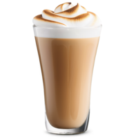 Toasted marshmallow latte in a clear glass cup with the sweet smoky notes of toasted png