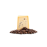 Espresso Abonnieren Käse Feste braun Keil gepaart mit dunkel Schokolade bedeckt Espresso Bohnen kulinarisch und png