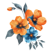 Colorful flower clip art in the watercolor illustration style png