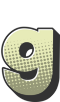 grappig halftone alfabet brief en aantal png