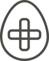 Pâques Oeuf icône. Christian religieux contour symbole avec traverser. pictogramme pour houx printemps vacances. png