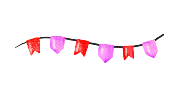 Flags and garlands. Happy birthday. Hand drawn holiday illustration on isolated background png