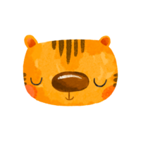 Animal portrait. Cute tiger face. Cute baby illustration on isolated background png