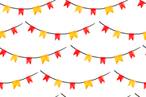 Seamless background with flags and garlands. Happy birthday. Hand drawn holiday illustration on isolated background png