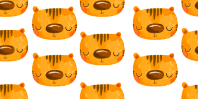 senza soluzione di continuità sfondo con un' ritratto di un' tigre. figli di cartone animato illustrazione. mano disegnato sfondo per bambini png