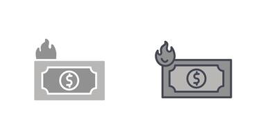 Dollar On Fire Icon Design vector