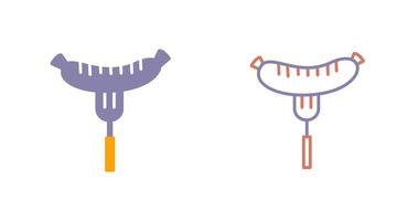 Sausage on Fork Icon Design vector