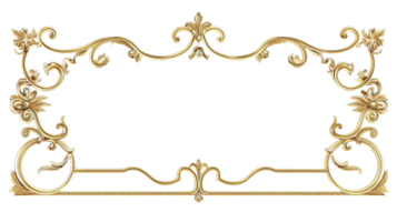 lujoso amplio marco en oro hoja finalizar, florido rococó elementos para elegante interior diseño, rectangular oro marco, barroco lujo, tallado detalles, Clásico dorado marco png