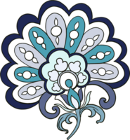 Fantasy flowers in retro, vintage, jacobean embroidery style png