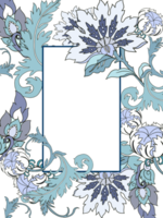 Fantasy flowers in retro, vintage, jacobean embroidery style png