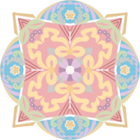 Vintage majolica damask folk motif symbol png