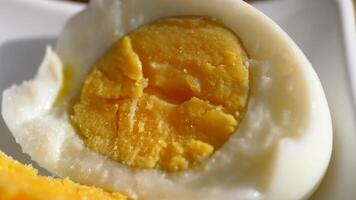 close up of bowel egg in a bowl on table video