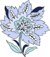 Fantasy flowers in retro, vintage, jacobean embroidery style png