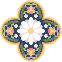 Vintage majolica damask folk motif symbol png