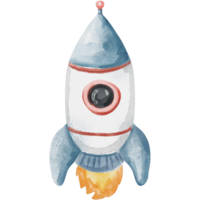 watercolor rocket painting clip art png