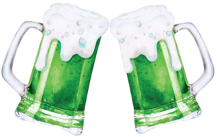 St patricks day, holidays and celebration concept. Two glasses of green beer. png
