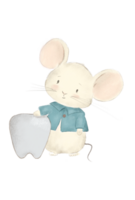 Drawing of a mouse with a tooth and a toothbrush, tooth fairy png