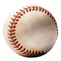 Realistic baseball with red threads and a seam. Close up. Transparent background png